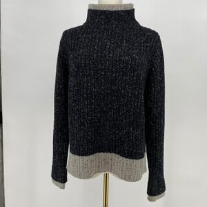 VTG Y2K Black wool angora‎ mock Sweater medium lagenlook cottage grunge warm 90s